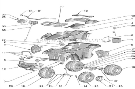 Page A Diagram and Parts List for R8126  Power Wheels Ride-On ATVs